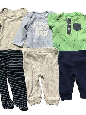 Baby Boy Clothing Bodysuits Pants Solid Striped Long Sleeve Size 0-3 Months